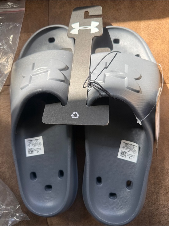 Under Armour Other - Men’s NWT Under Armour Slate Gray Contoured Slide Sandals 12